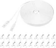 uxcell Cat 6 Ethernet Cable 66ft, 32AWG 250MHz Flat High Speed RJ45 Cat6 Internet Network Patch Cord with Clips for Computer, Gaming, Router, Modem, White