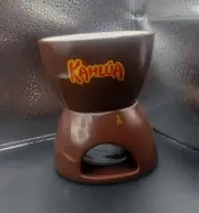 Kahlua Fondue Melting Pot Ceramic 2-pc Set Warming Dish Collectible Tea Light