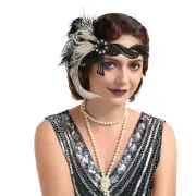 Great Gatsby 1920's Flapper Feather Headdress Fancy Dress - Ivory Peacock (St...