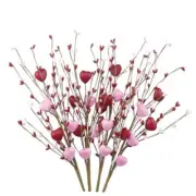 4Pcs Valentines Day Decor Artificial Flowers Berry Stems Valentine’s Day