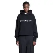 [GIVENCHY] Archetype Cropped Logo Hoodie Black
