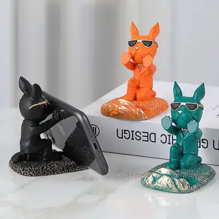 創意樹脂法鬥犬手機支架 裝飾品辦公室桌面擺件 (8.3折)