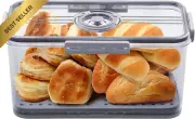 Grey Airtight Bread Box with Time Lid for Homemade Loaf Storage