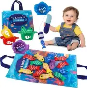 Montessori Toys for 1 Year Old, Cloth Fishing Game with Baby Stacking Cups