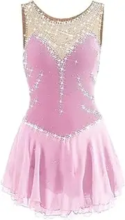 [Zagitova] Ice Figure Skating Dress for Girls Shiny Rhinestone Patchwork Back Sleeveless Womens Competition Dance Outfits