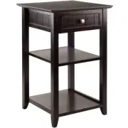 Pemberly Row 2 Shelf Transitional Solid Wood Printer Stand in Coffee