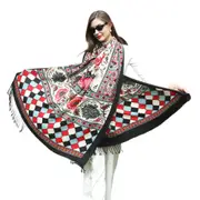 ANYYOU 100% Pure Merino Wool Mixcolor Poncho Winter Large Scarf Pashmina Shawl Bandana Neck Wrap For Women