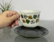 Upsala Ekeby Gefle Bladranka Tea Cup with Saucer (Smaragd)