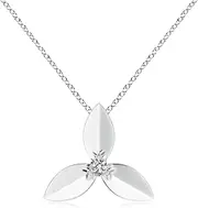 [Angara] Natural Diamond Trillium Pendant Necklace in Sterling Silver/14ct Solid Gold for Women | April Birthstone Jewellery for Her