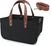 Bonhomstyle Diaper Caddy Organizer with Handle, Shoulder Strap Buckle, 3 Removable Storage Compartments, Car Caddy Organizer, Nursery Diaper Organizer, Portable Diaper Holder Organizer (Black)