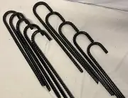 12" Rebar Stake J-Hooks, Heavy Duty - Lot of 10