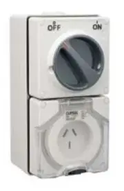 Clipsal 56-SERIES SWITCHED SOCKET 20A 250V 1-Pole 3-Pin Flat, Surface Mount GREY
