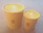 New Tupperware Servalier Canisters Set 805-1 + 809-3 Harvest Gold