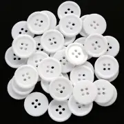 50 Pcs (25mm) White Buttons Flatback Resin Button for Garment Sewing DIY Craft