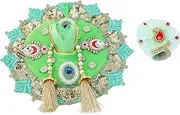 [Aditri Creation] Laddu Gopal Dress Cloth Bhagwan Poshak of God Bal Gopal Kanha Krishna Kanhaiya Dev Vastra with Mukut for Metal Idol Statue for Indian Traditional Janmashtami Festival(Size:- 2-4 No.Dia- 8")(Green)