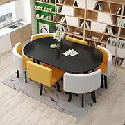 Dining Table and 6 Chairs, Office Reception Conference Table and Chair Combination, Reception Dining Table Set, Living Room Balcony Leisure Table for Coffee Shop Bakery (Color : Yellow)
