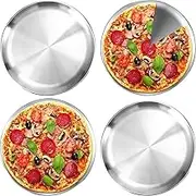 LxcshLjx 4Pcs Pizza Tray, 12 Inch Pizza Baking Pan, Stainless Steel Pizza Serving Tray, Nonstick Pizza Oven Tray, Pizza Baking Sheet, Crisper Bakeware, Pizza Cooking Plate for Roasting Pie Cake Cookie