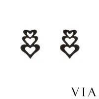 在飛比找momo購物網優惠-【VIA】白鋼耳釘 符號耳釘/符號系列 心串心造型白鋼耳釘(