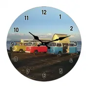 Combies Glass Analogue Wall Hanging Clock 30cm Round Home/Office Room Decor