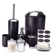 Bathroom Accessories, 8 Piece Bathroom Accessories Set with Trash Can, Black