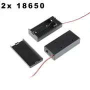 2 Cell 18650 Black Battery Holder Storage Box Case 2 Slot With Wire/Cover/Switch