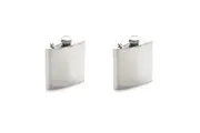 2x BarCraft Polished Stainless Steel 170ml Hip Flask Alcohol Beverage Container