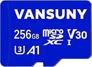 Vansuny Micro SD Card 256 GB Memory Card Micro SD 256 GB with SD Adapter Up to 100 MB/s Read Speed (UHS-I, U3, A1, V30, C10, 4K UHD microSDXC)