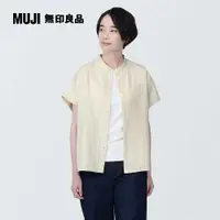 在飛比找PChome24h購物優惠-女吉貝木棉混二重紗織短袖襯衫【MUJI 無印良品】