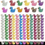 120 Pcs Mini Resin Ducks Glitter Miniature Figures Tiny Ducks for DIY Garden Aquarium Dollhouse Ornament Home Birthday Wedding Christmas Party School Project Accessories
