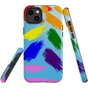 For iPhone 14 Plus Case Tough Protective Cover, Rainbow Brushes