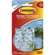 3 Pack Command Medium Hooks-Clear 2 Hooks & 4 Strips 17091