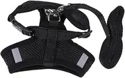 Happyyami Breathable Adjustable Mesh Harness with Vest Collars Back Chest Strap for Small Pets Puppies Cats Dogs Black Pet Supplies for Comfortable Outdoor Activities