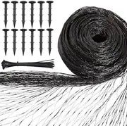 CREATCABIN Fish Pond Net Cover Protective Pond Netting with Zip Ties and Ground Stakes Polyethylene Durable Sturdy Black Cover for Birds Fruit Trees Plant Fishes Leaves Against Herons Protection