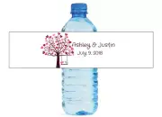 Love Birds on a Swing with Tree Wedding Anniversary Water Bottle Labels Easy to