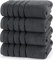 Utopia Towels 4 Pack Premium Viscose Oversized Bath Towels Set, 100% Ring Spun Cotton (27 x 54 Inches) Highly Absorbent, Quick Drying Shower Towels for Bathroom, Spa, Hotel and Gym (Grey)