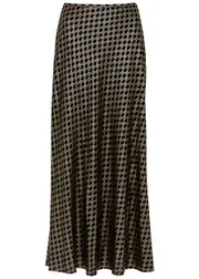 Rixo Kelly Metallic Printed Silk Maxi Skirt - Black - 12 (UK 12 / M) 12 (UK 12 / M)