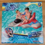 H2OGO Bestway Galaxy Glider Ride-On Inflatable Pool Toy Plane 53.5"x53" NEW