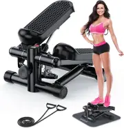 Steppers for Exercise at Home, Mini Stepper with Resistance Bands, Portable Sta