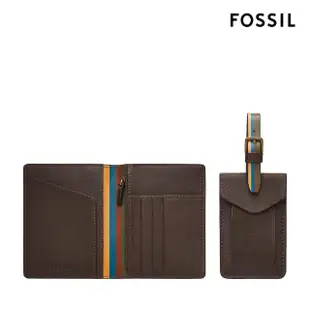 【FOSSIL 官方旗艦館】Gift Set 護照套行李牌禮物組-深棕色 SML1878914