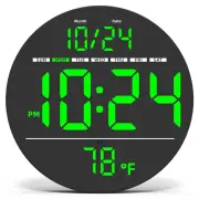 Digital Wall Clock with Large LED Display, Auto-Brightness, Temperature, Low-...
