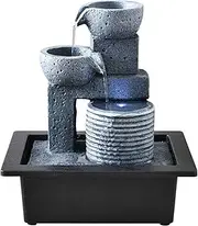 Tabletop Water Fountain Indoor Fountain Tabletop Fountains Multi-Colored LED Lights Perfect Size for Home Office Soothing Cascading Water Sounds Tiered Desktop Features Office Relaxation Meditation Fo