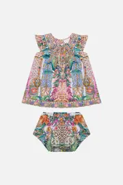 BABIES TOP AND BLOOMER SET WITH TRIM FLOWERS OF NEPTUNE