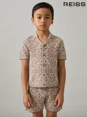 Reiss Brown/Off White River 3-9 yrs Tile Pattern Knit Shirt (AP0282) | $80