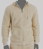$71 Club Room Men Ivory Fleece Full Zip Reversible PJ Hoodie Sweater Size L