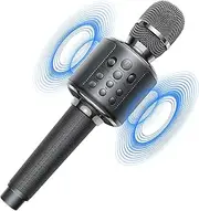 GOODaaa Karaoke Microphone, Wireless Bluetooth Karaoke Microphone, 4-in-1 Portable Handheld Karaoke Mics Speaker Machine with Dual Sing for Kids and Adults Home Party Birthday