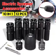 10 in 1 Electric Impact Wrench Socket Head Set 3/8 Drill Chuck Drive Adapter Kit
