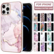For iPhone 16 15 14 13 12 11 Pro Max 8 Plus Case Marble Pattern Shockproof Cover