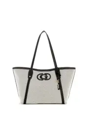 GUESS Women's Natural Black Sebina Tote Bag, Denim