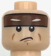 Lego New Light Flesh Minifigure Head Reddish Brown Headband Squinted Batman Eyes