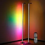 2pcs Corner Floor Lamp with Reading Light RGB LED Corner Lamp with App Control Music Sync 16 Million Colors Smart Standing Lamp for Gaming Living Room Bedroom Party